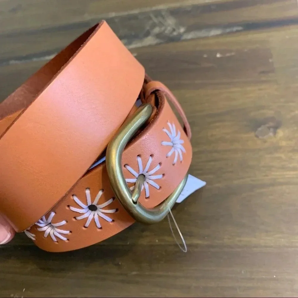 American Eagle Belt Accent Embroidery Faux Leather Western Boho M/L